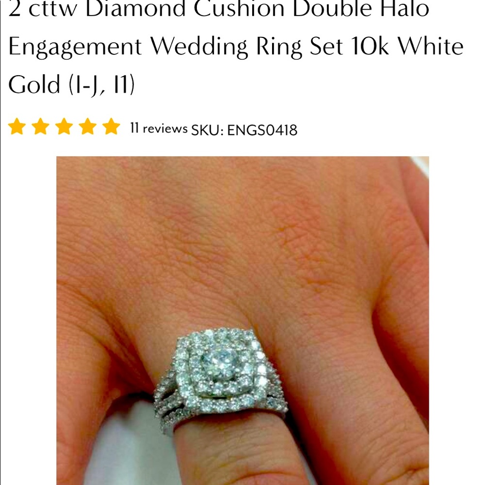 2 cttw Diamond Engagement Wedding Ring Set 10k White Gold (I-J, I1)